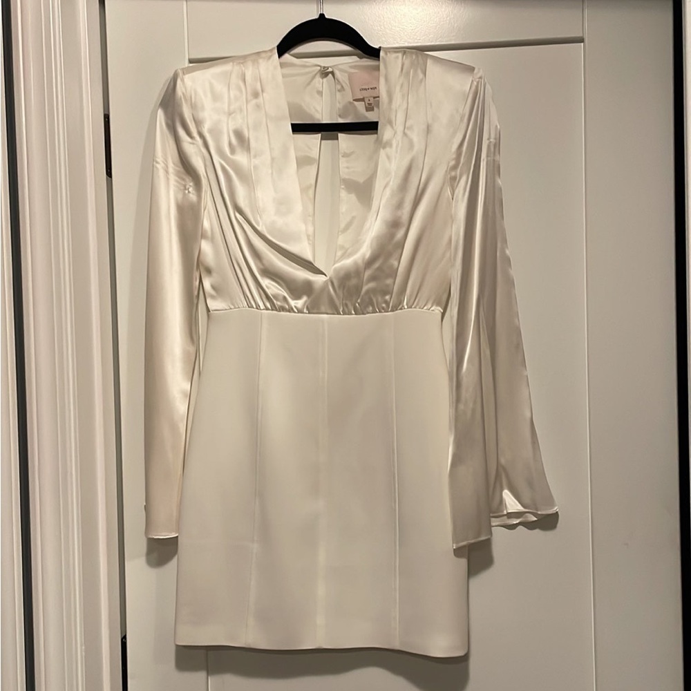 Cinq A Sept White Long Sleeve Mini Dress
